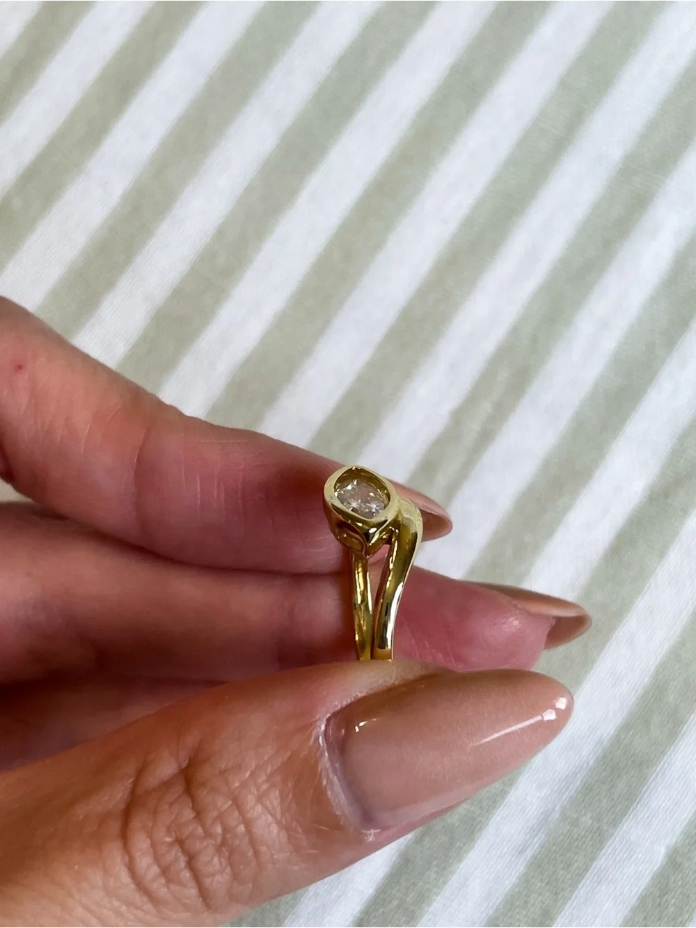 New Marquise East West Cubic Zirconia Swirled Ring 14K Gold Plated Over Brass